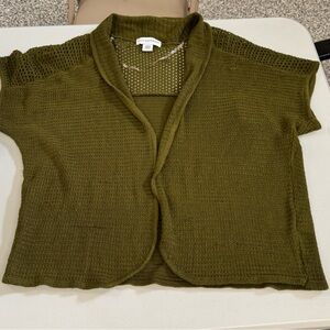 Women’s Sag Harbor Olive Open-Front Shrug Layering Sweater size Large